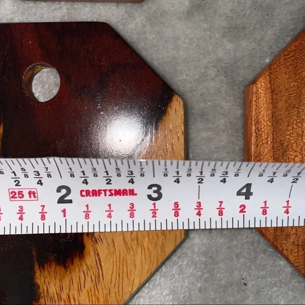 Handmade Wood Octagon Coasters Set of 6 with Holder Geometric Home Decor
